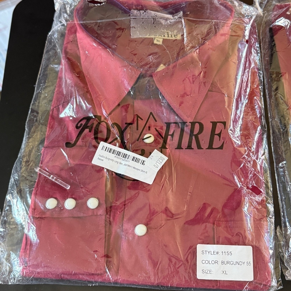 Foxfire Western Pearl Snap Shirt Mens XL Burgundy Long Sleeve Cowboy Rodeo New